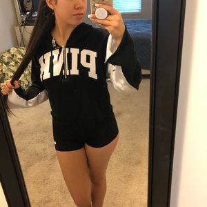 PINK flare sleeve crop hoodie XS